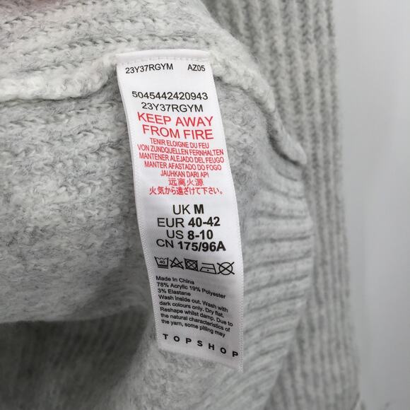 NWT Topshop Knitted Super Soft Funnel Neck Sweater Long Sleeve Gray 8-10 M - Picture 5 of 5